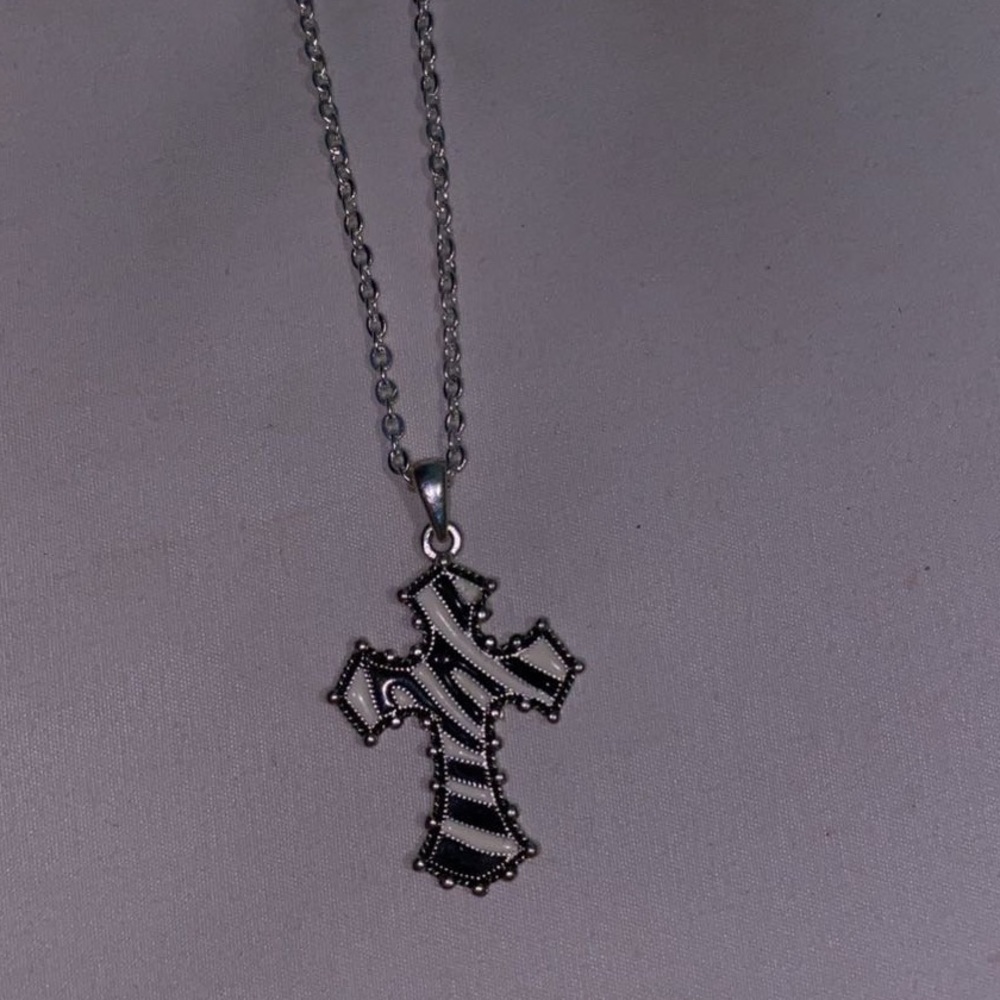 Zebra cross necklace